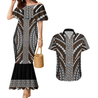 Brown Tongan Polynesian Tribal Couples Matching Mermaid Dress and Hawaiian Shirt LT9 Brown - Polynesian Pride