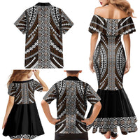 Brown Tongan Polynesian Tribal Family Matching Mermaid Dress and Hawaiian Shirt LT9 - Polynesian Pride