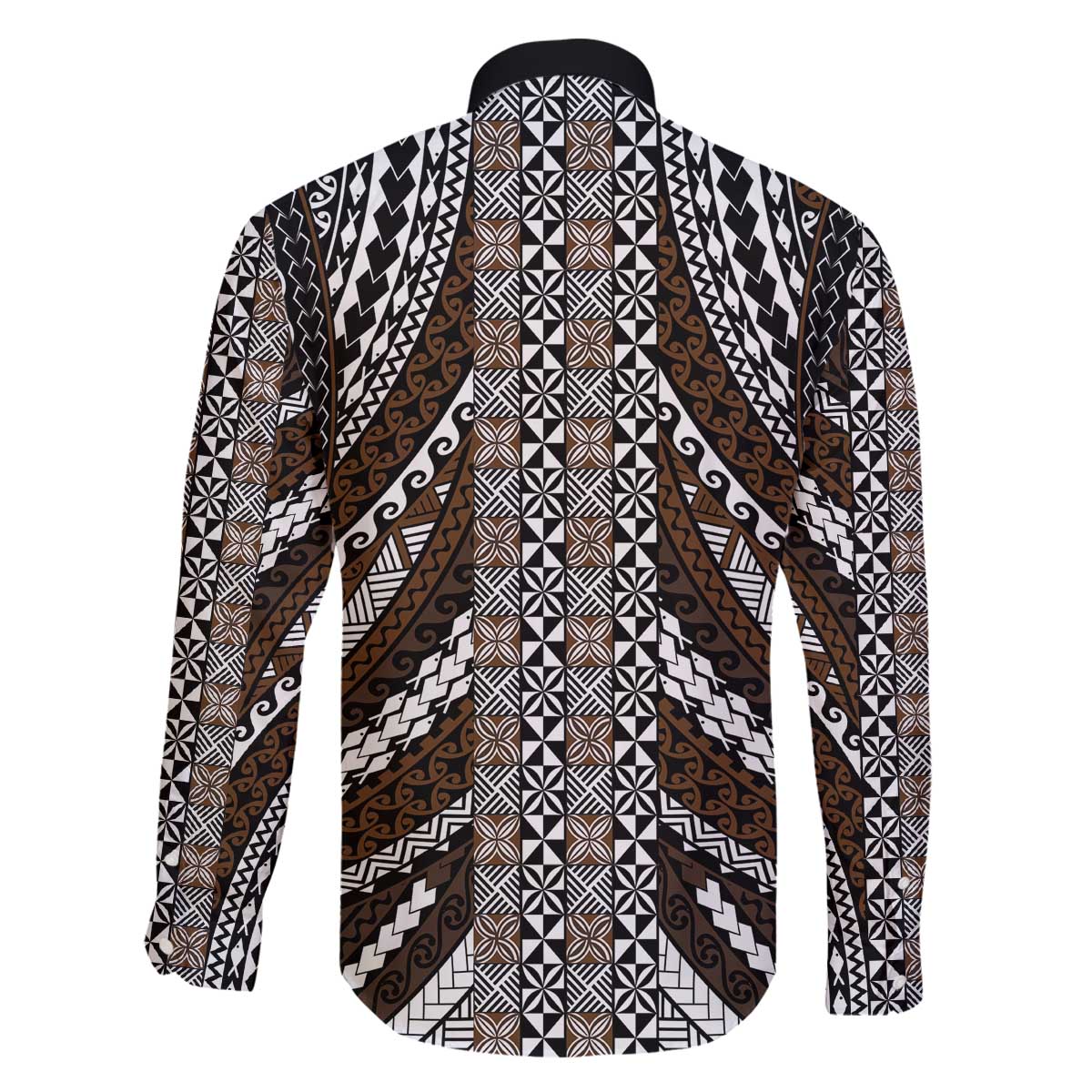 Brown Tongan Polynesian Tribal Family Matching Off The Shoulder Long Sleeve Dress and Hawaiian Shirt LT9 - Polynesian Pride