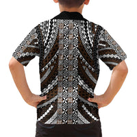 Brown Tongan Polynesian Tribal Family Matching Off Shoulder Maxi Dress and Hawaiian Shirt LT9 - Polynesian Pride