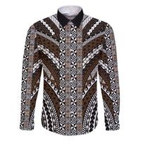 Brown Tongan Polynesian Tribal Family Matching Puletasi and Hawaiian Shirt LT9 Dad's Shirt - Long Sleeve Brown - Polynesian Pride