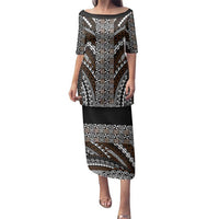 Brown Tongan Polynesian Tribal Family Matching Puletasi and Hawaiian Shirt LT9 Mom's Dress Brown - Polynesian Pride