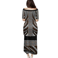 Brown Tongan Polynesian Tribal Family Matching Puletasi and Hawaiian Shirt LT9 - Polynesian Pride