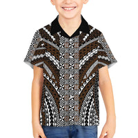 Brown Tongan Polynesian Tribal Family Matching Summer Maxi Dress and Hawaiian Shirt LT9 Son's Shirt Brown - Polynesian Pride