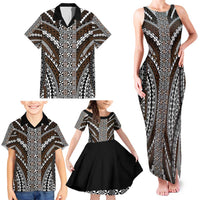 Brown Tongan Polynesian Tribal Family Matching Tank Maxi Dress and Hawaiian Shirt LT9 - Polynesian Pride