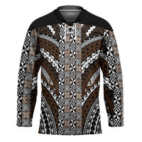 Brown Tongan Polynesian Tribal Hockey Jersey LT9 Unisex Brown - Polynesian Pride