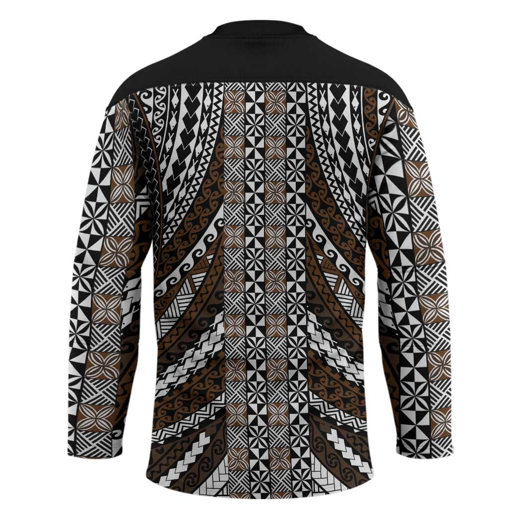 Brown Tongan Polynesian Tribal Hockey Jersey LT9 - Polynesian Pride