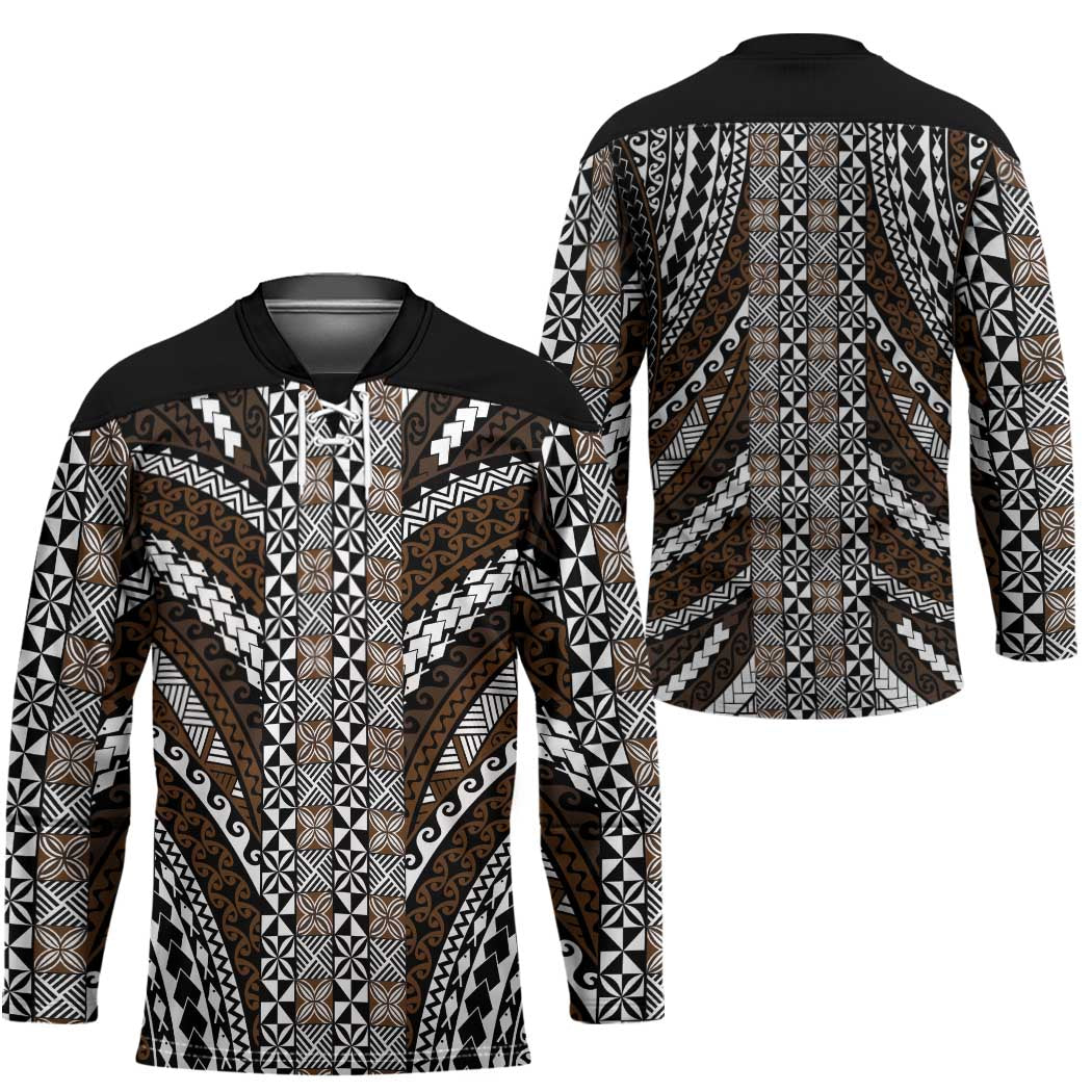 Brown Tongan Polynesian Tribal Hockey Jersey LT9 - Polynesian Pride