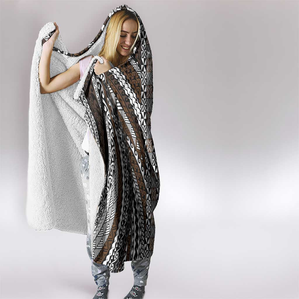 Brown Tongan Polynesian Tribal Hooded Blanket - Polynesian Pride