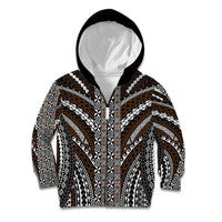 Brown Tongan Polynesian Tribal Kid Hoodie LT9 Zip Hoodie Brown - Polynesian Pride