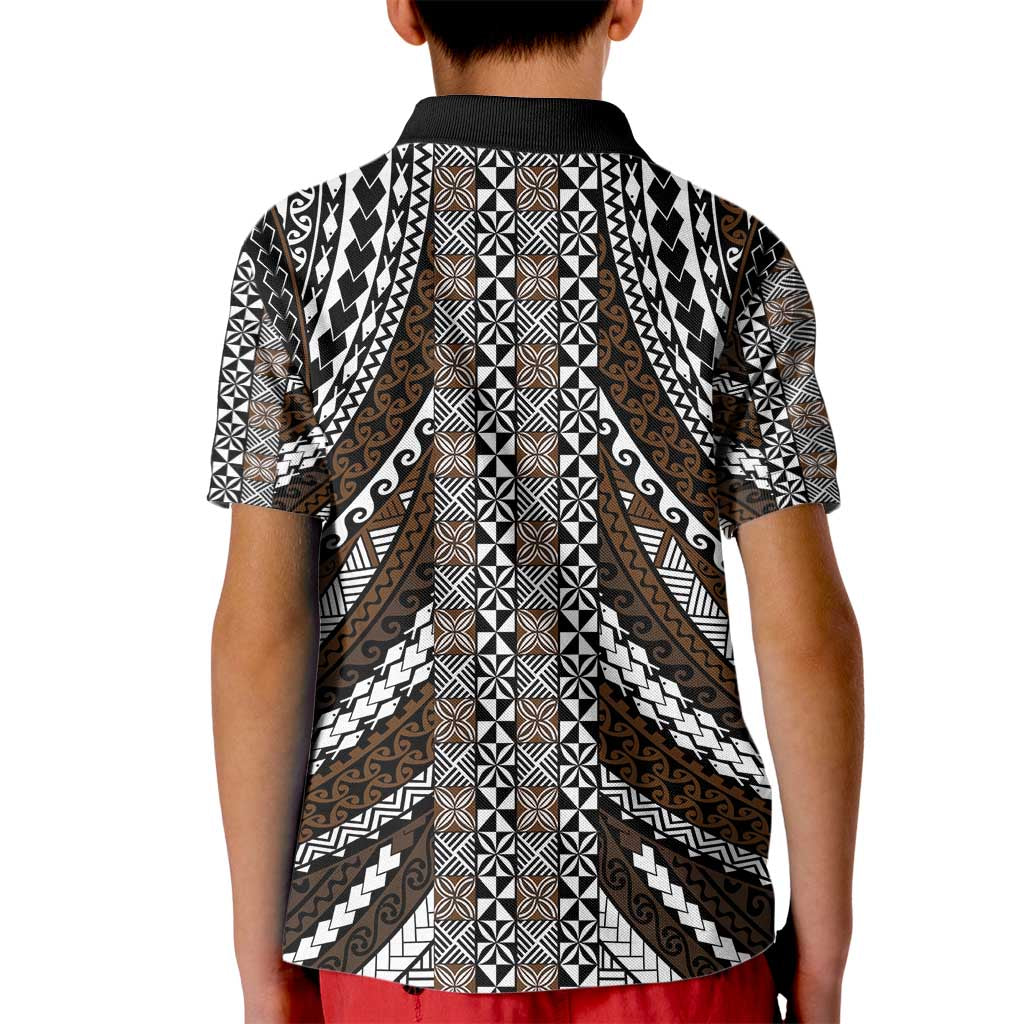 Brown Tongan Polynesian Tribal Kid Polo Shirt - Polynesian Pride