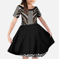 Brown Tongan Polynesian Tribal Kid Short Sleeve Dress LT9 KID Brown - Polynesian Pride