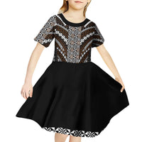 Brown Tongan Polynesian Tribal Kid Short Sleeve Dress LT9 - Polynesian Pride