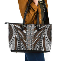 Brown Tongan Polynesian Tribal Leather Tote Bag - Polynesian Pride