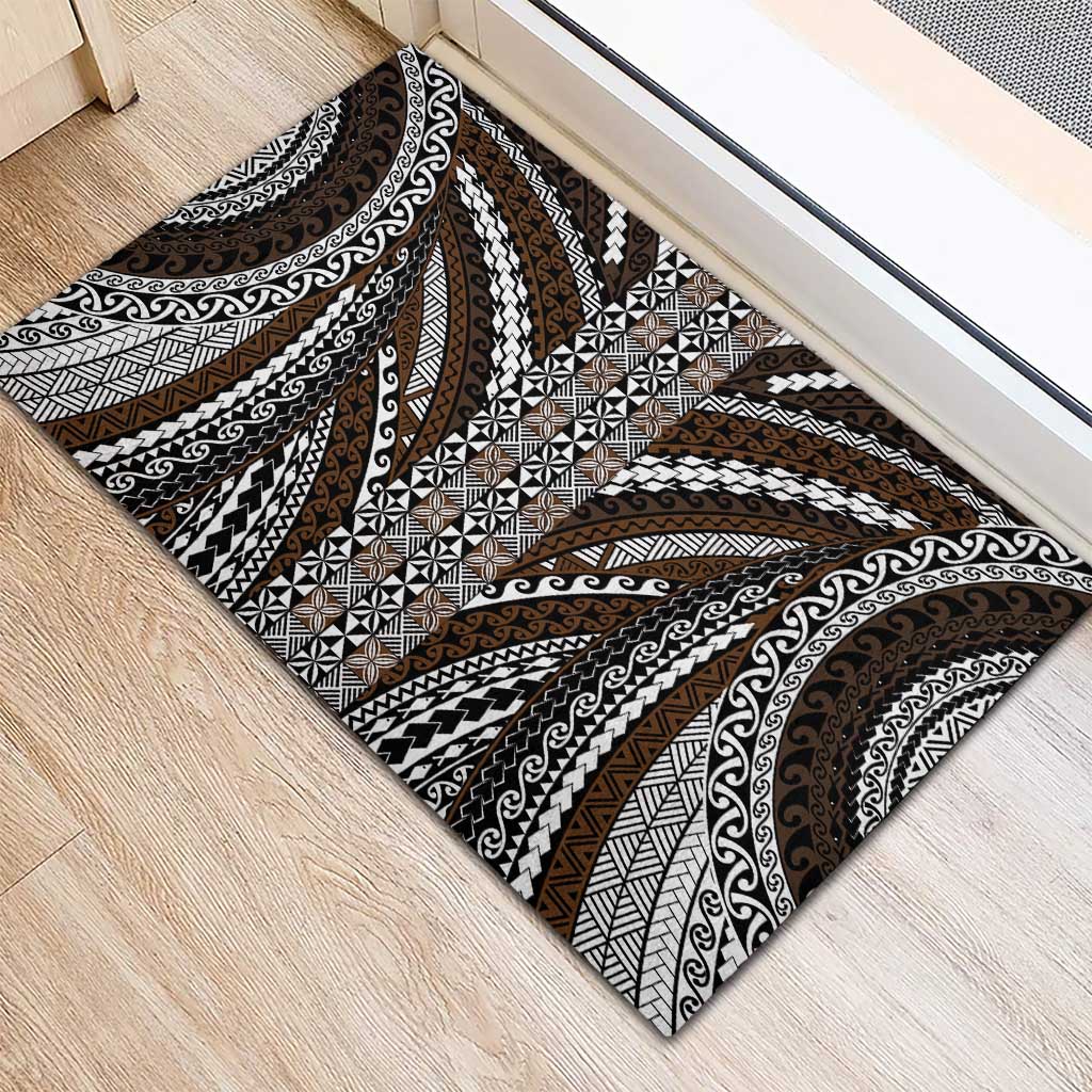 Brown Tongan Polynesian Tribal Rubber Doormat - Polynesian Pride