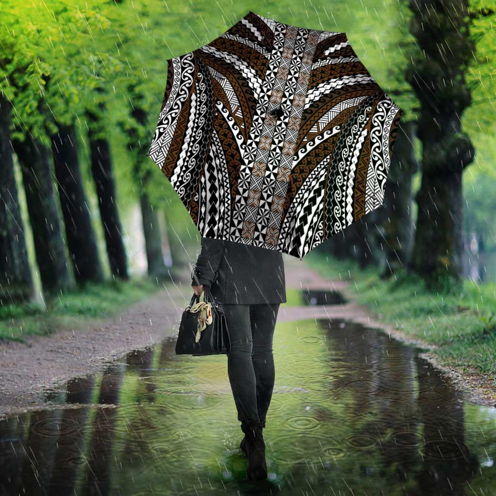 Brown Tongan Polynesian Tribal Umbrella - Polynesian Pride
