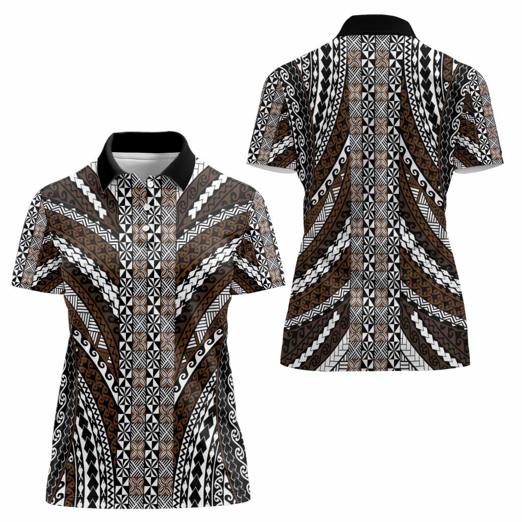 Brown Tongan Polynesian Tribal Women Polo Shirt - Polynesian Pride