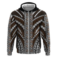 Brown Tongan Polynesian Tribal Zip Hoodie - Polynesian Pride