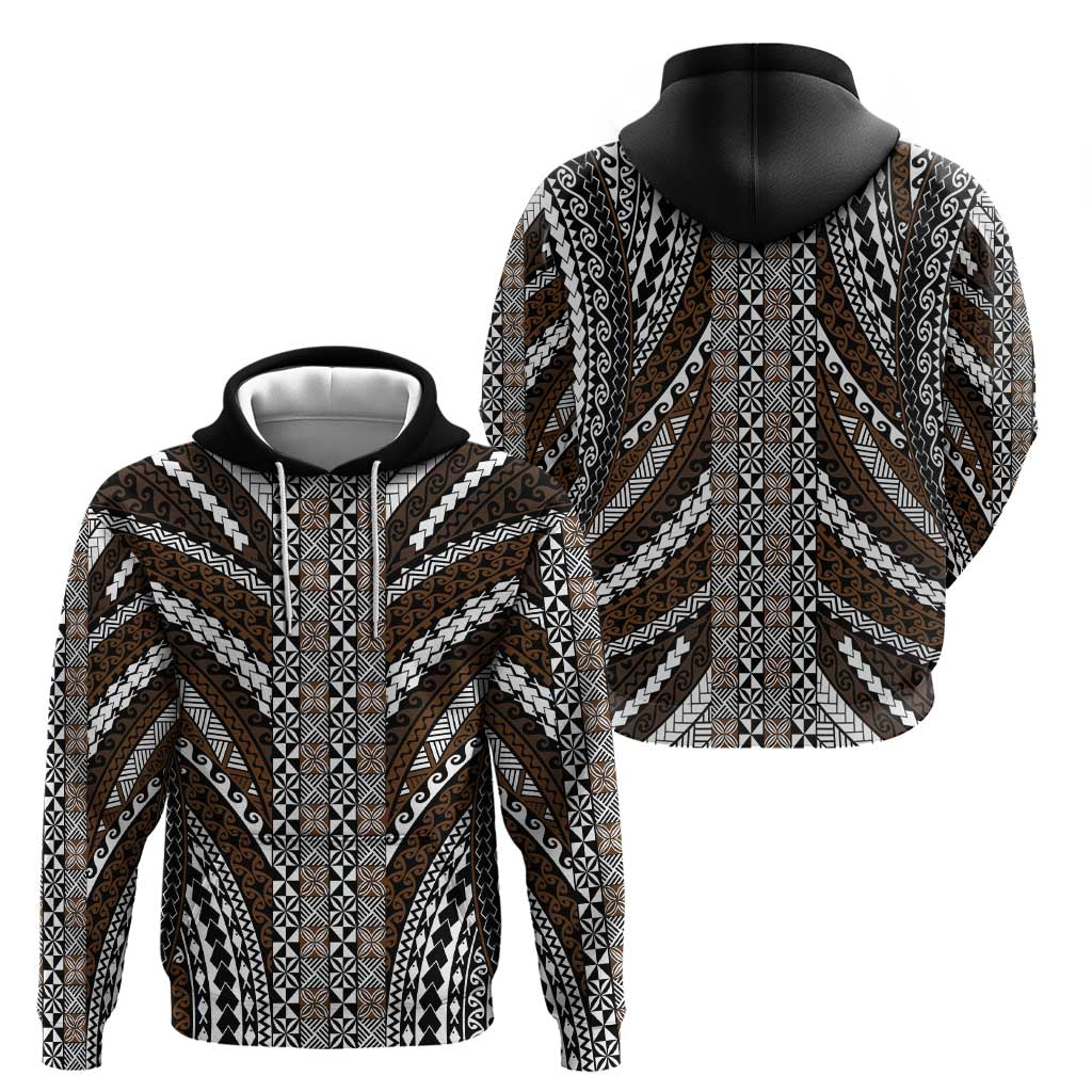 Brown Tongan Polynesian Tribal Zip Hoodie - Polynesian Pride