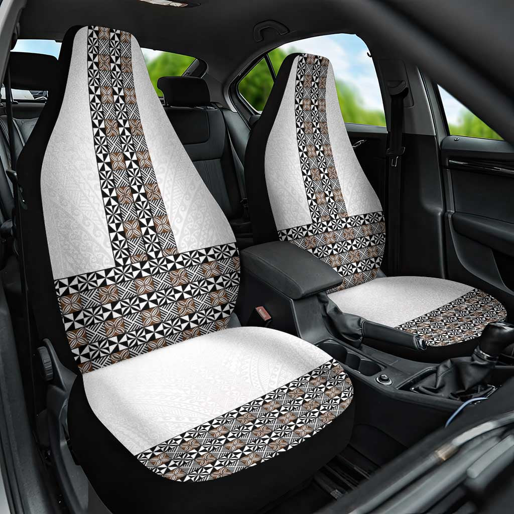 Light Gray Tongan Polynesian Tribal Car Seat Cover LT9 One Size White - Polynesian Pride