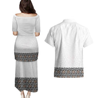 Light Gray Tongan Polynesian Tribal Couples Matching Puletasi and Hawaiian Shirt LT9 - Polynesian Pride