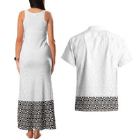 Light Gray Tongan Polynesian Tribal Couples Matching Tank Maxi Dress and Hawaiian Shirt LT9 - Polynesian Pride