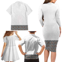 Light Gray Tongan Polynesian Tribal Family Matching Long Sleeve Bodycon Dress and Hawaiian Shirt LT9 - Polynesian Pride