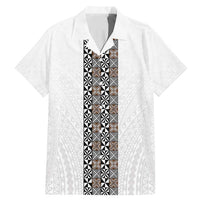 Light Gray Tongan Polynesian Tribal Family Matching Mermaid Dress and Hawaiian Shirt LT9 Dad's Shirt - Short Sleeve White - Polynesian Pride