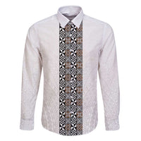 Light Gray Tongan Polynesian Tribal Family Matching Mermaid Dress and Hawaiian Shirt LT9 Dad's Shirt - Long Sleeve White - Polynesian Pride