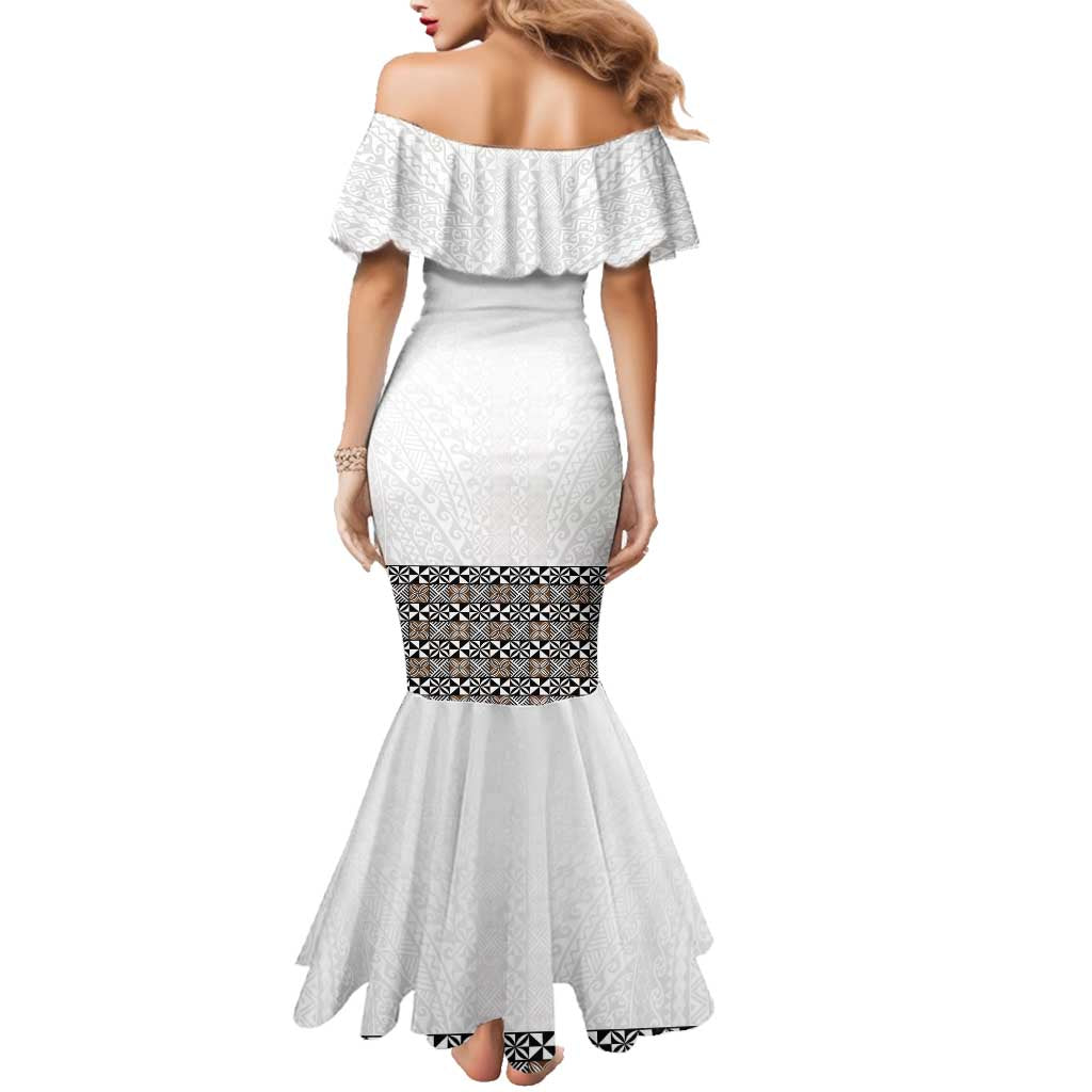Light Gray Tongan Polynesian Tribal Family Matching Mermaid Dress and Hawaiian Shirt LT9 - Polynesian Pride