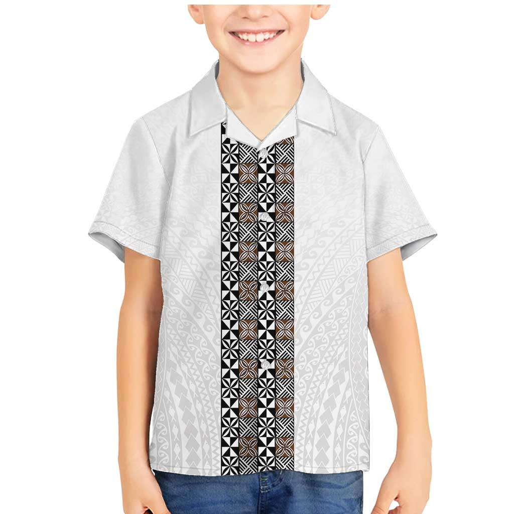 Light Gray Tongan Polynesian Tribal Family Matching Mermaid Dress and Hawaiian Shirt LT9 Son's Shirt White - Polynesian Pride