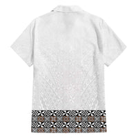 Light Gray Tongan Polynesian Tribal Family Matching Off The Shoulder Long Sleeve Dress and Hawaiian Shirt LT9 - Polynesian Pride