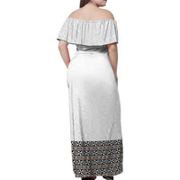 Light Gray Tongan Polynesian Tribal Family Matching Off Shoulder Maxi Dress and Hawaiian Shirt LT9 - Polynesian Pride