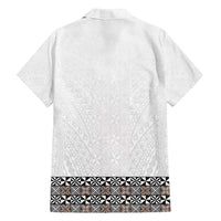 Light Gray Tongan Polynesian Tribal Family Matching Off Shoulder Short Dress and Hawaiian Shirt LT9 - Polynesian Pride