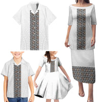 Light Gray Tongan Polynesian Tribal Family Matching Puletasi and Hawaiian Shirt LT9 - Polynesian Pride