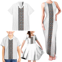 Light Gray Tongan Polynesian Tribal Family Matching Tank Maxi Dress and Hawaiian Shirt LT9 - Polynesian Pride