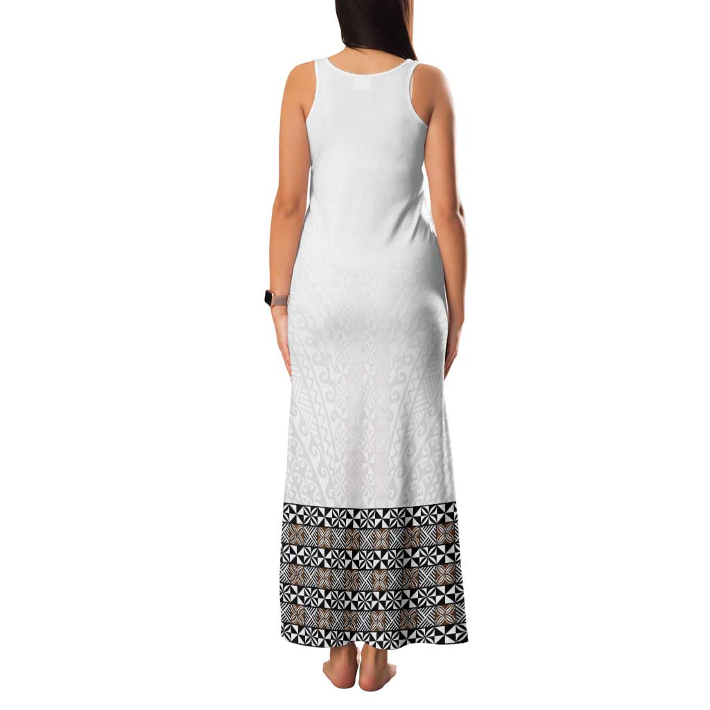 Light Gray Tongan Polynesian Tribal Family Matching Tank Maxi Dress and Hawaiian Shirt LT9 - Polynesian Pride
