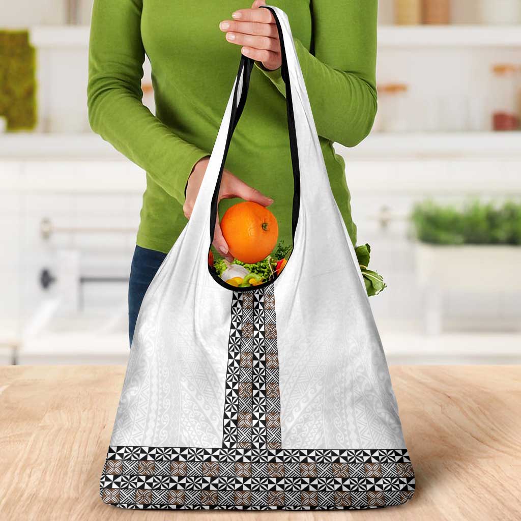 Light Gray Tongan Polynesian Tribal Grocery Bag - Polynesian Pride