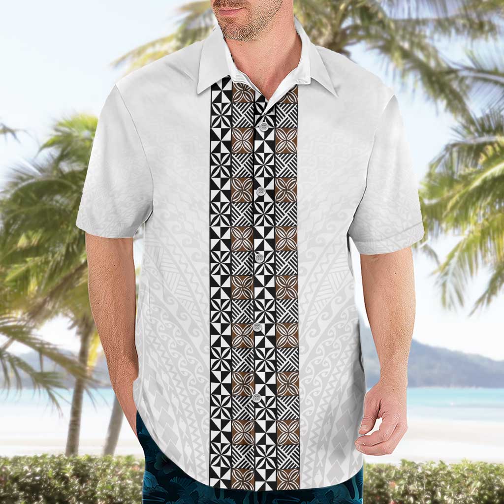 Light Gray Tongan Polynesian Tribal Hawaiian Shirt LT9 - Polynesian Pride