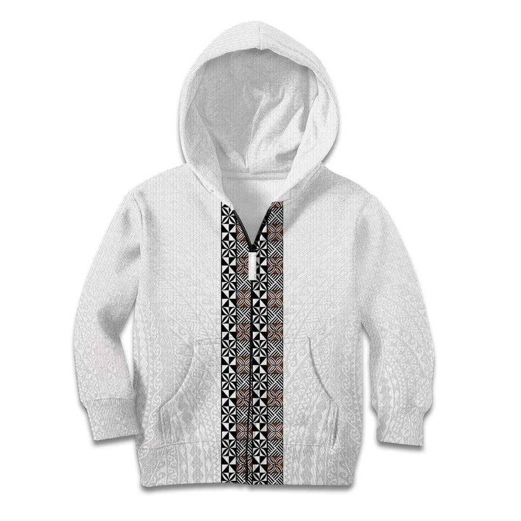 Light Gray Tongan Polynesian Tribal Kid Hoodie LT9 Zip Hoodie White - Polynesian Pride