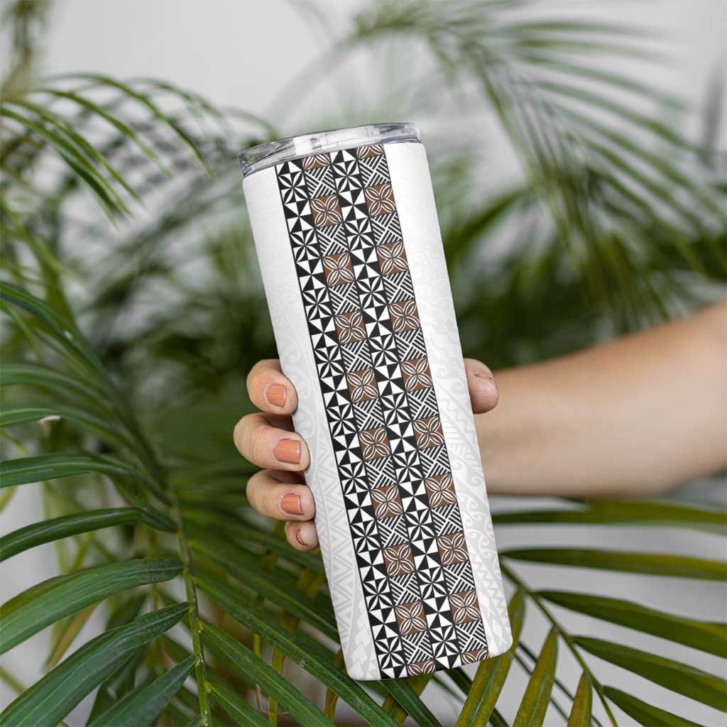 Light Gray Tongan Polynesian Tribal Skinny Tumbler - Polynesian Pride