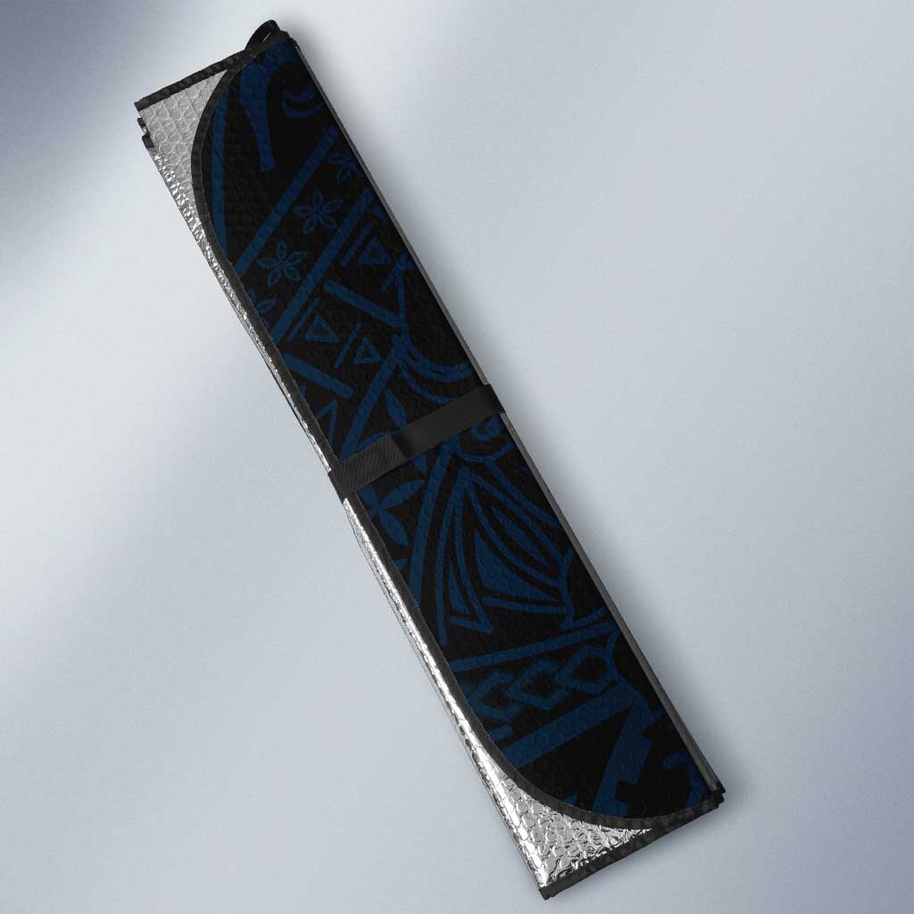 Black Blue Polynesian Tribal Auto Sun Shade - Polynesian Pride