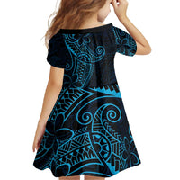 Black Blue Polynesian Tribal Family Matching Mermaid Dress and Hawaiian Shirt LT9 - Polynesian Pride