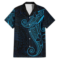 Black Blue Polynesian Tribal Family Matching Mermaid Dress and Hawaiian Shirt LT9 Dad's Shirt - Short Sleeve Blue - Polynesian Pride