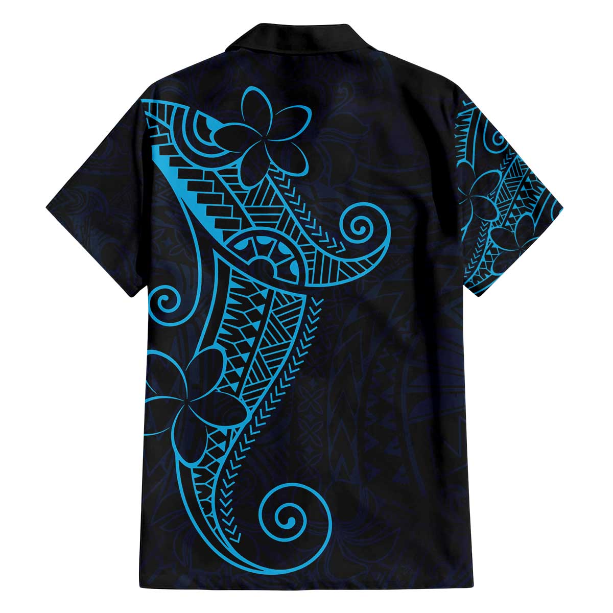 Black Blue Polynesian Tribal Family Matching Off The Shoulder Long Sleeve Dress and Hawaiian Shirt LT9 - Polynesian Pride