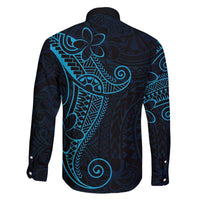 Black Blue Polynesian Tribal Family Matching Off The Shoulder Long Sleeve Dress and Hawaiian Shirt LT9 - Polynesian Pride