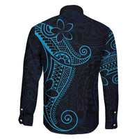 Black Blue Polynesian Tribal Family Matching Off Shoulder Maxi Dress and Hawaiian Shirt LT9 - Polynesian Pride