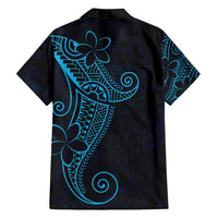 Black Blue Polynesian Tribal Family Matching Off Shoulder Short Dress and Hawaiian Shirt LT9 - Polynesian Pride