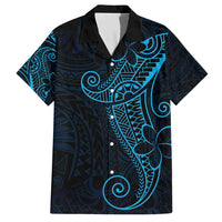 Black Blue Polynesian Tribal Family Matching Short Sleeve Bodycon Dress and Hawaiian Shirt LT9 Dad's Shirt - Short Sleeve Blue - Polynesian Pride