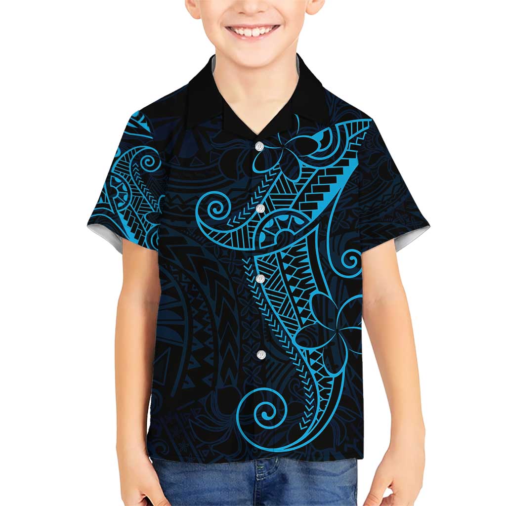 Black Blue Polynesian Tribal Family Matching Short Sleeve Bodycon Dress and Hawaiian Shirt LT9 Son's Shirt Blue - Polynesian Pride